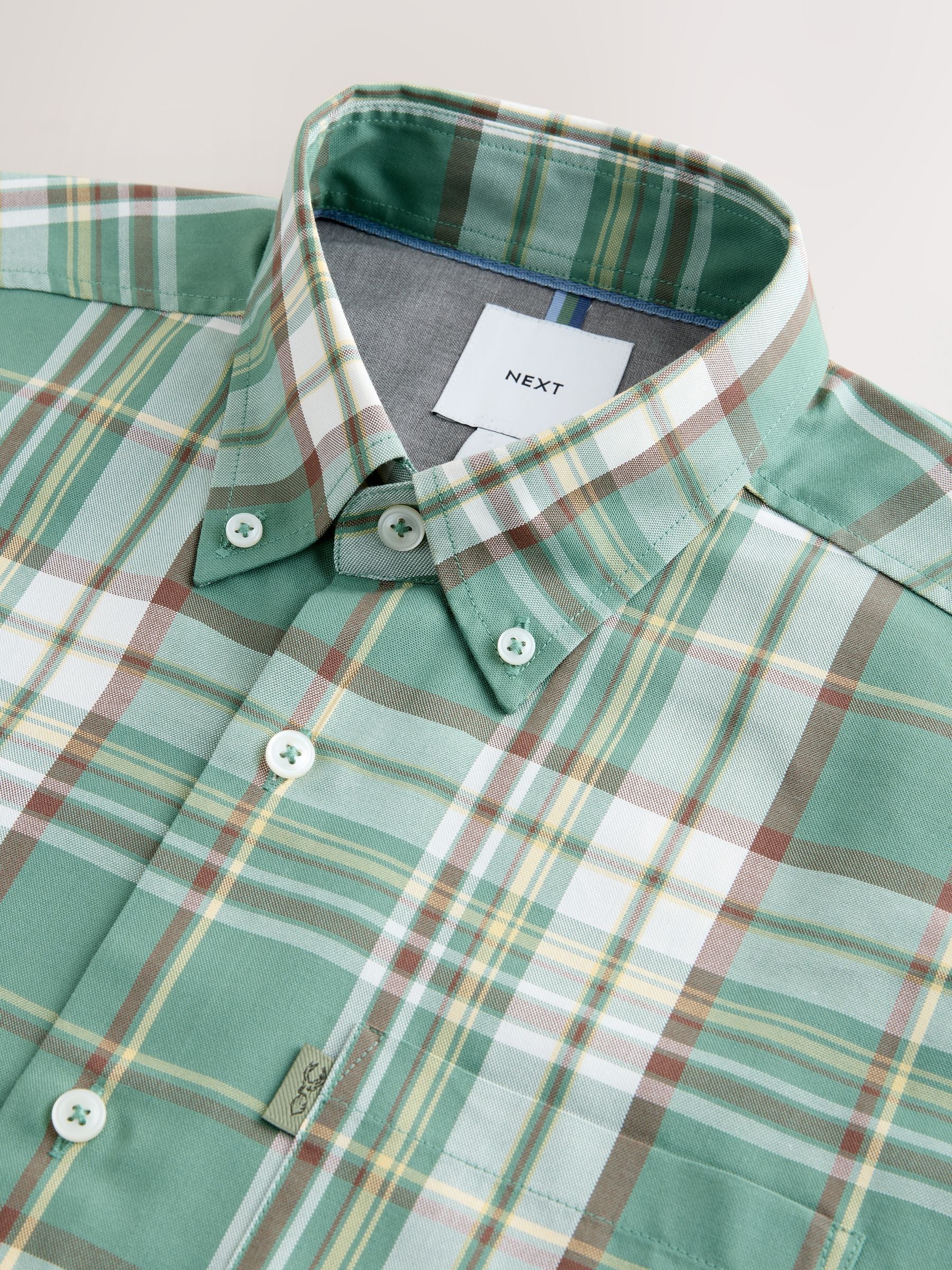 【新品未使用】everyone check button down shirt Buy Green Madras Check Regular Fit Easy Iron Button Down Short