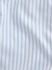White/Blue Stripe Regular Fit Cotton Trimmed Textured Smart Shirt - Image 8 of 8