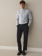 Blue/Multi Colour Regular Fit N. Premium 100% Cotton Smart Check Long Sleeve Shirt - Image 2 of 7
