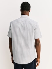 Tattersall à carreaux blancs/verts/roses - Coupe classique - Chemise Oxford Easy Iron boutonnée à manches courtes - Image 3 de 7