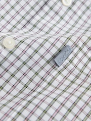 Tattersall à carreaux blancs/verts/roses - Coupe classique - Chemise Oxford Easy Iron boutonnée à manches courtes - Image 6 de 7