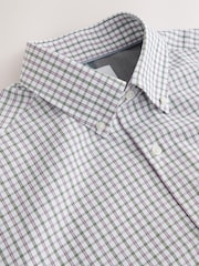 Tattersall à carreaux blancs/verts/roses - Coupe classique - Chemise Oxford Easy Iron boutonnée à manches courtes - Image 7 de 7