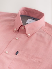 珊瑚粉色 - 常规版型 - 短袖 Easy Iron Button Down 牛津布 衬衫 - 3的图像3｝