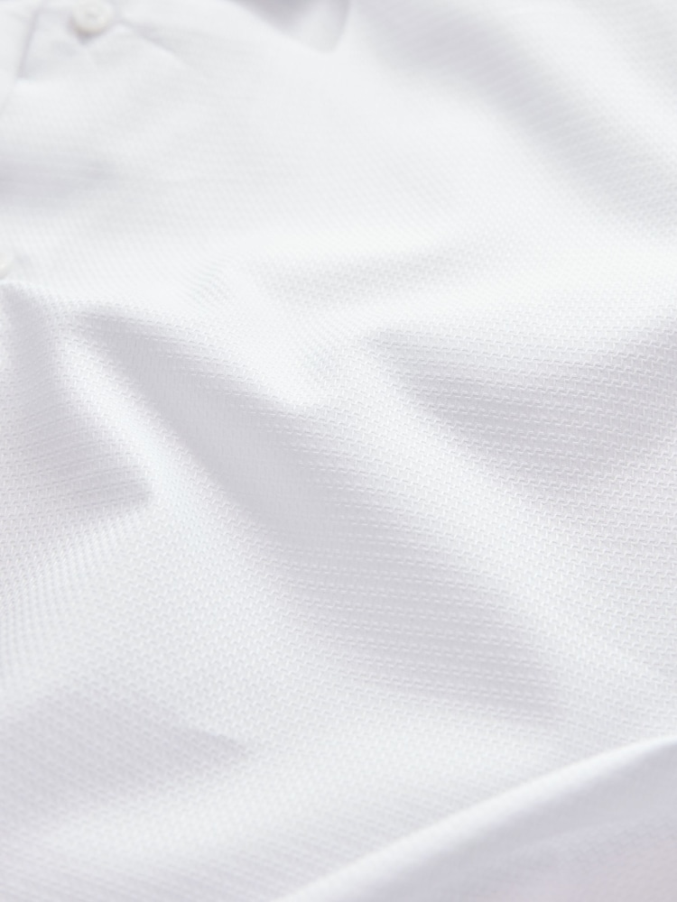 Bianco - Short Sleeve 100% Cotton Smart Textured Trimmed Shirt - Immagine 3 di 3