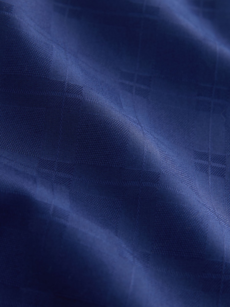 Blu zaffiro - Short Sleeve 100% Cotton Smart Textured Trimmed Shirt - Immagine 8 di 8