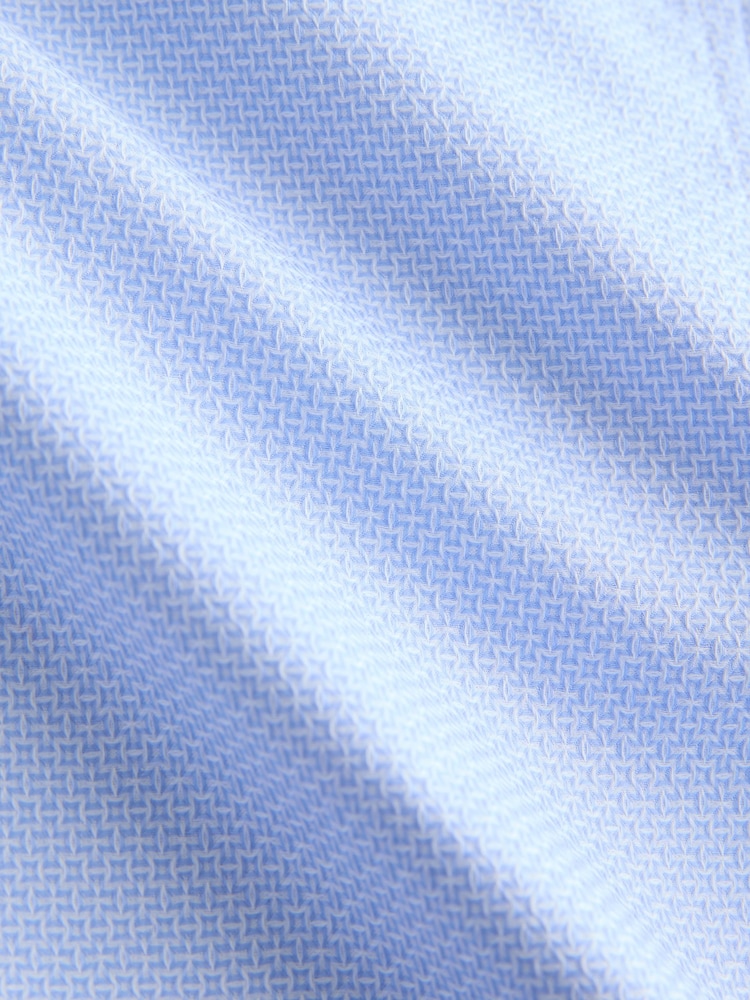 Celeste - Short Sleeve 100% Cotton Smart Textured Trimmed Shirt - Immagine 7 di 7