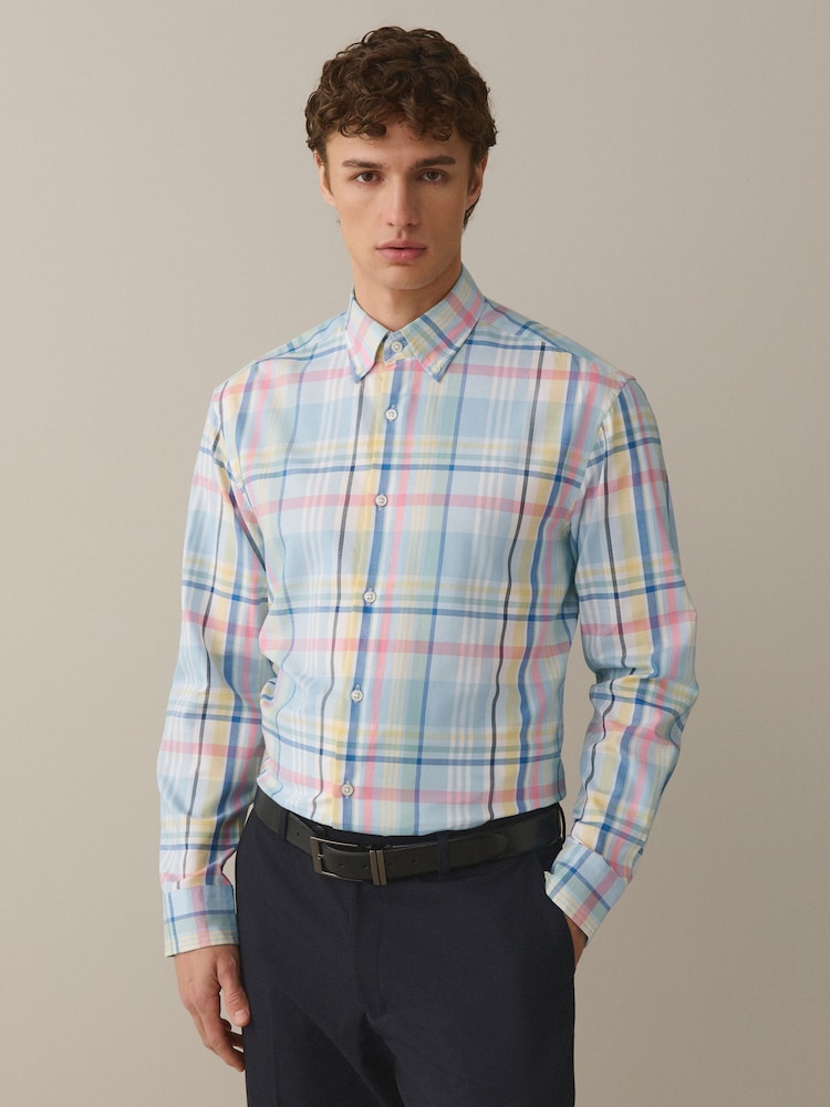 Blue Regular Fit N.Premium Long Sleeve Stripe Smart Shirt - Image 1 of 7