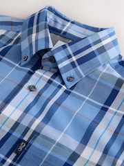 Carreaux Madras bleus - Coupe classique - Chemise Oxford Easy Iron boutonnée à manches courtes - Image 8 de 8