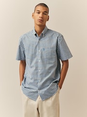 Albastru pepit - Măsură regular - Cămașă cu nasturi ușor de călcat Mânecă scurtă Oxford - Imaginea 1 din 8