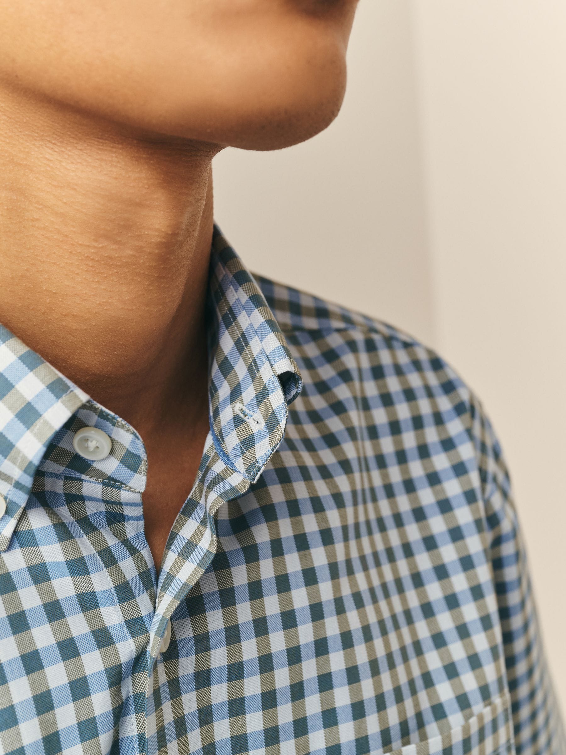 Comprar Guingão azul - Ajuste regular - Camisa Oxford de manga