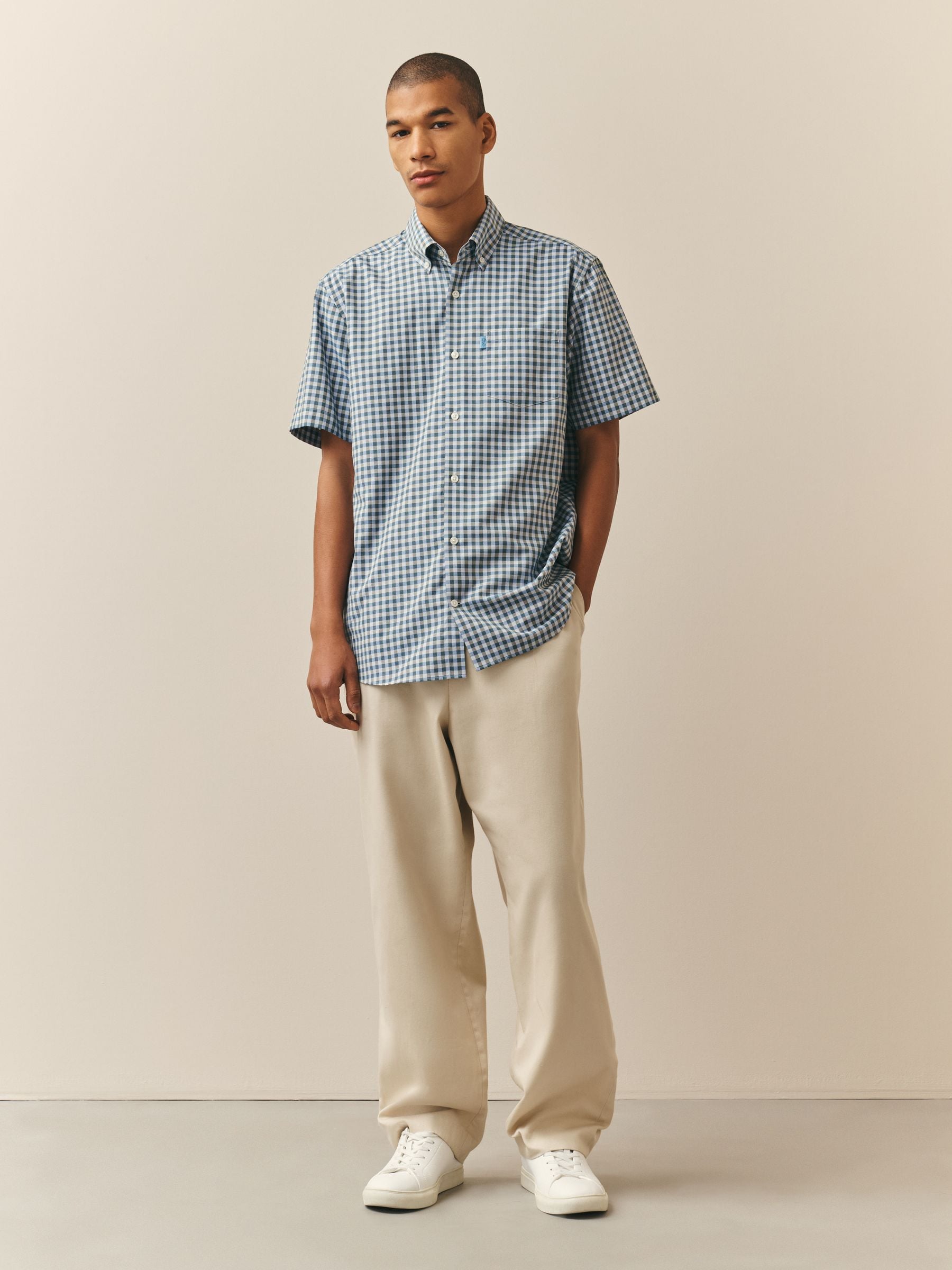 Comprar Guingão azul - Ajuste regular - Camisa Oxford de manga