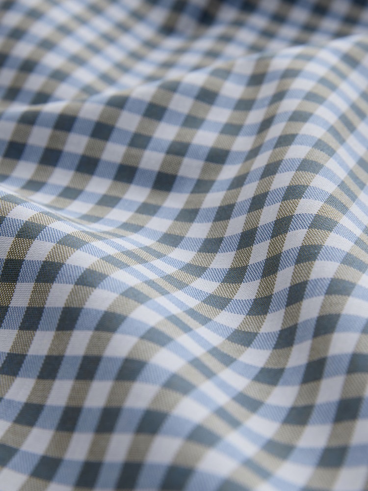 Blue Gingham Regular Fit Easy Iron Button Down Short Sleeve Oxford Shirt - Image 8 of 8 Blue Gingham Regular Fit Easy Iron Button Down Short Sleeve Oxford Shirt - Image 8 of 8