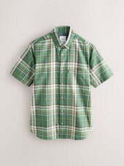 Green Madras Check - Slim Fit - Cămașă cu nasturi ușor de călcat Mânecă scurtă Oxford - Imaginea 6 din 8