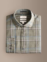 Green/Pink Check Regular Fit Signature Linen Long Sleeve Smart Shirt - Image 6 of 8