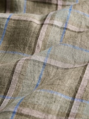 Green/Pink Check Regular Fit Signature Linen Long Sleeve Smart Shirt - Image 7 of 8