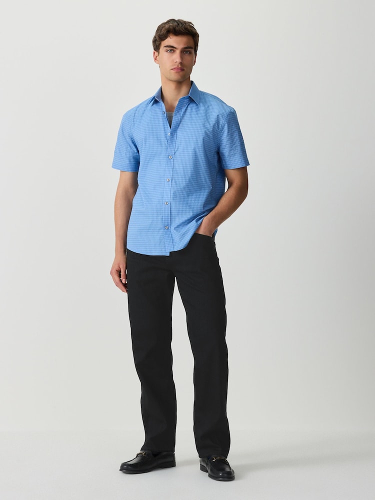 כחול משבצות - N. Premium חולצה אלגנטית מתערובת עשירה בכותנה עם שרוולים קצרים - תמונה 2 מתוך 8 כחול משבצות - N. Premium חולצה אלגנטית מתערובת עשירה בכותנה עם שרוולים קצרים - תמונה 2 מתוך 8