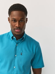 Γαλαζοπράσινο - Κανονική εφαρμογή - Κοντό μανίκι, εύκολο σιδερένιο κουμπί κάτω από το πουκάμισο της Oxford - Εικόνα 4 του 7