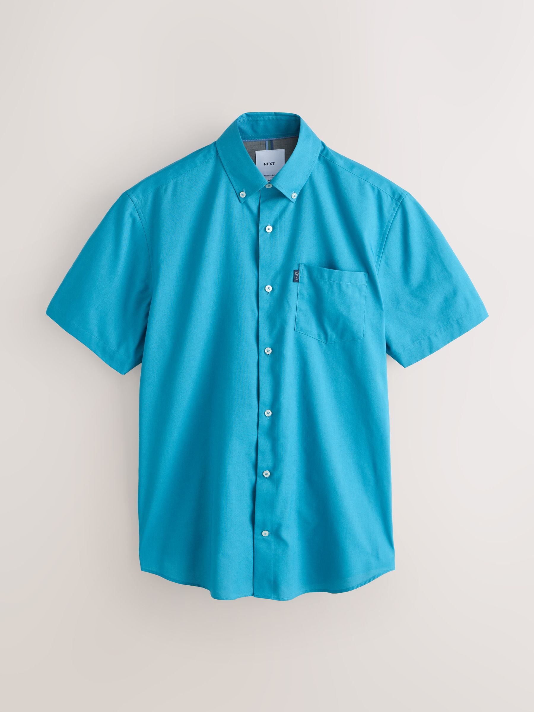 Buy Teal Blue Regular Fit Short Sleeve Easy Iron Button Down