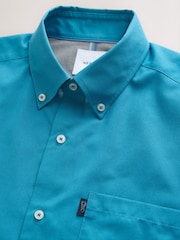 Γαλαζοπράσινο - Κανονική εφαρμογή - Κοντό μανίκι, εύκολο σιδερένιο κουμπί κάτω από το πουκάμισο της Oxford - Εικόνα 6 του 7