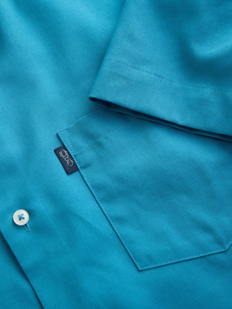 Γαλαζοπράσινο - Κανονική εφαρμογή - Κοντό μανίκι, εύκολο σιδερένιο κουμπί κάτω από το πουκάμισο της Oxford - Εικόνα 7 του 7