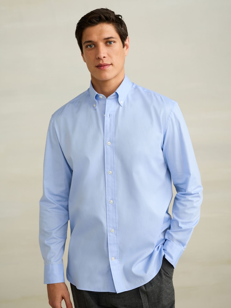 Light Blue Regular Fit 100% Cotton N.Premium Twill Smart Shirt - Image 1 of 8