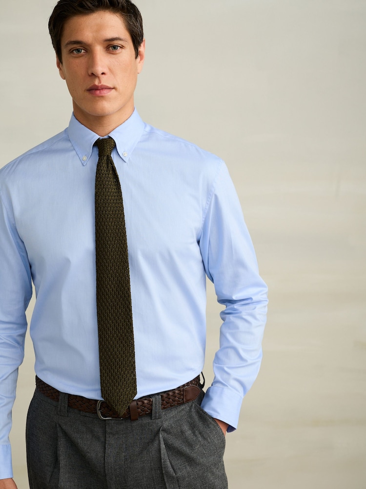 Light Blue Regular Fit 100% Cotton N.Premium Twill Smart Shirt - Image 2 of 8