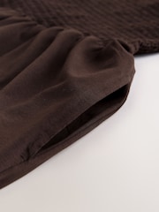 Chocolate Brown Maxi Square Neck Shirred Strappy Dress - Image 6 of 7