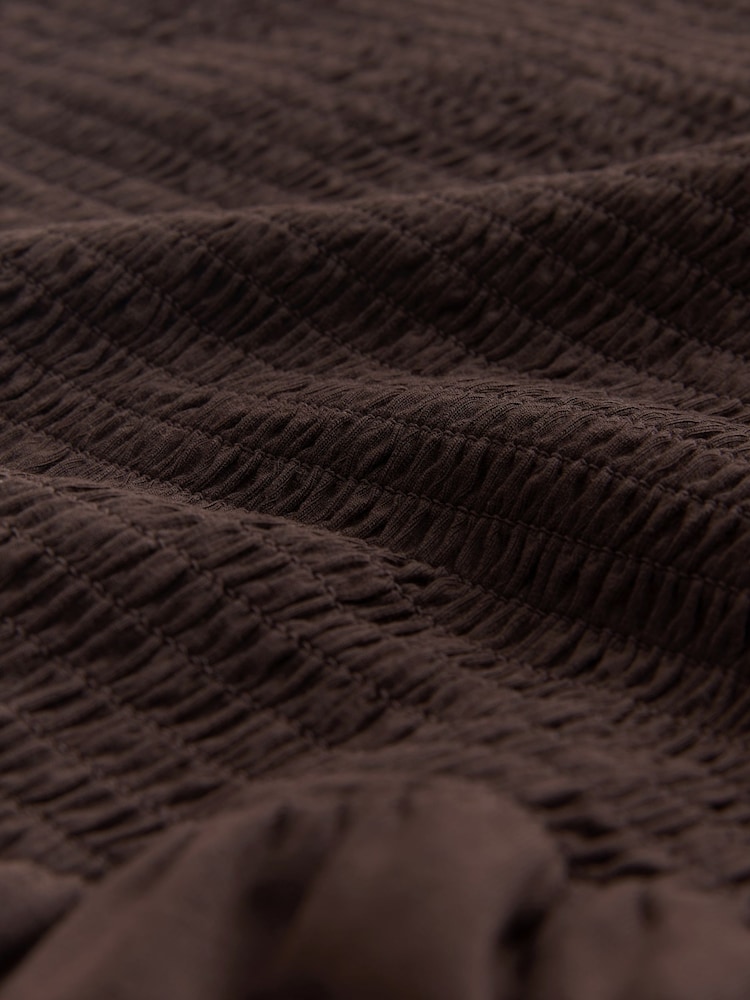 Chocolate Brown Maxi Square Neck Shirred Strappy Dress - Image 7 of 7