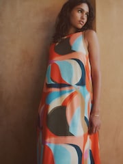 Multi Swirl Print - Scoop Back Jersey Maxi Dress - 6的图像3｝
