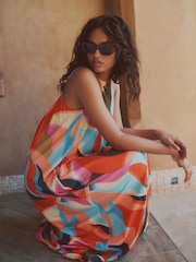Multi Swirl Print - Scoop Back Jersey Maxi Dress - 6的图像4｝