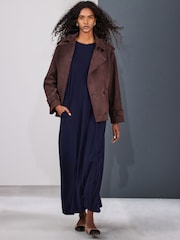 深蓝色 - Scoop Back Jersey Maxi Dress - 4的图像2｝