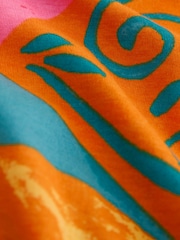 Orange Graphic Cap Sleeve V-Neck Mini Dress - Image 7 of 7