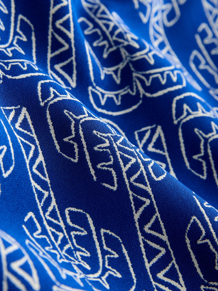 Blue Palm Jacquard Swim Shorts 5" - Image 10 of 10