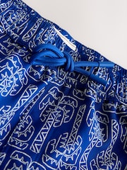 Blue Palm Jacquard Swim Shorts 5" - Image 8 of 10