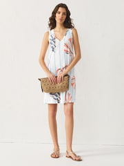 Ecru Shell Print Sleeveless V-Neck Slouch Dress - Image 1 of 7