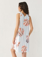 Ecru Shell Print Sleeveless V-Neck Slouch Dress - Image 3 of 7