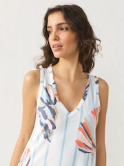 Ecru Shell Print Sleeveless V-Neck Slouch Dress - Image 4 of 7