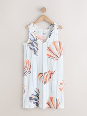 Ecru Shell Print Sleeveless V-Neck Slouch Dress - Image 5 of 7