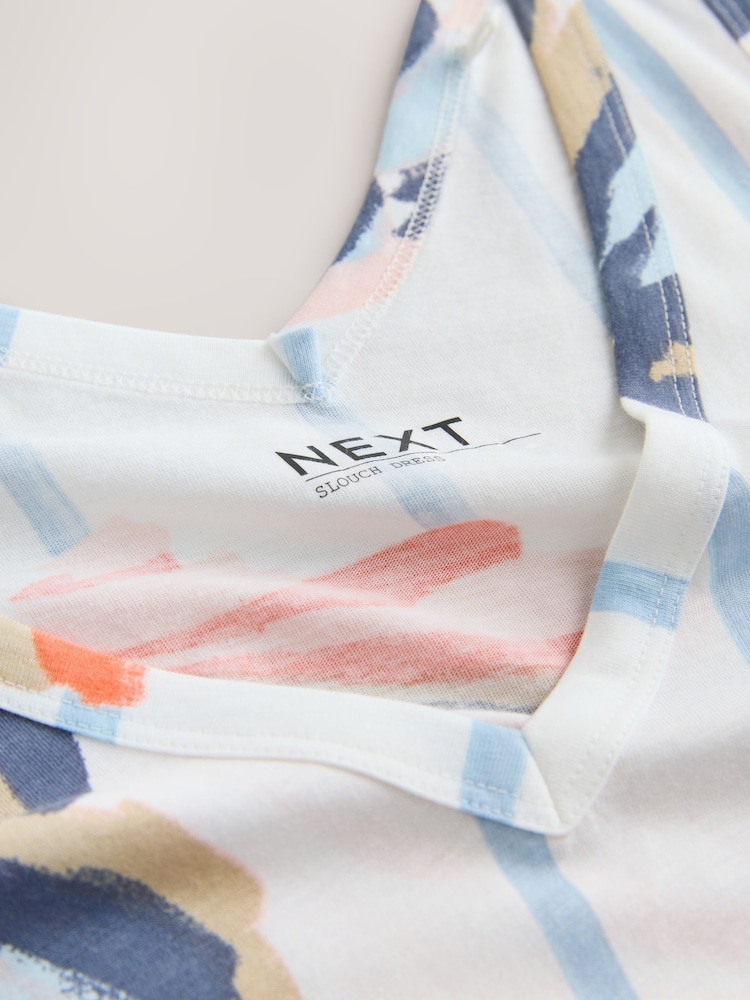 Ecru Shell Print Sleeveless V-Neck Slouch Dress - Image 7 of 7