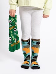 Totes Green Tosties Kids Original Slipper Socks Two Pack - Image 1 of 4