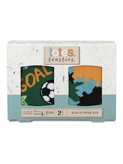 Totes Green Tosties Kids Original Slipper Socks Two Pack - Image 3 of 4