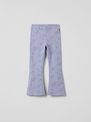 Polarn O. Pyret Purple Cotton Star Print Flared Trousers - Image 1 of 3