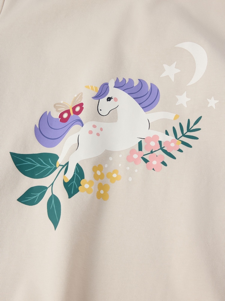 Polarn O. Pyret Natural Unicorn Print Top - Image 2 of 4