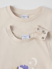 Polarn O. Pyret Natural Unicorn Print Top - Image 3 of 4
