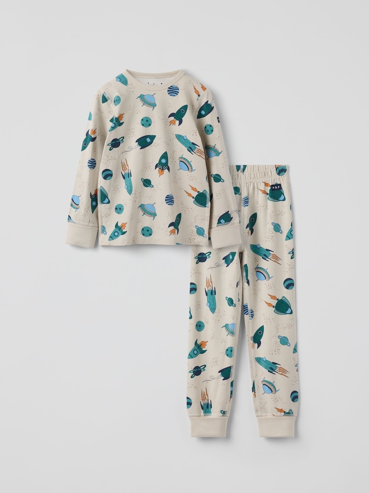 Polarn O. Pyret Natural Unicorn Print Pyjamas - Image 1 of 5 Polarn O. Pyret Natural Unicorn Print Pyjamas - Image 1 of 5