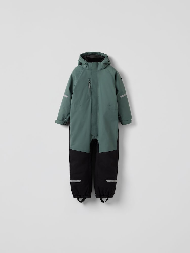 Polarn O. Pyret Green Waterproof Padded Winter Overall Snowsuit - Image 2 of 7 Polarn O. Pyret Green Waterproof Padded Winter Overall Snowsuit - Image 2 of 7
