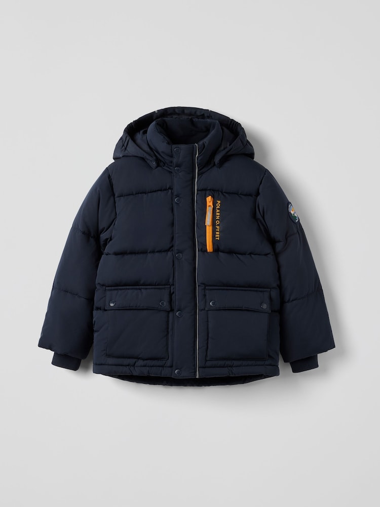 Polarn O. Pyret Blue Padded Water Resistant Puffer Coat - Image 1 of 6 Polarn O. Pyret Blue Padded Water Resistant Puffer Coat - Image 1 of 6