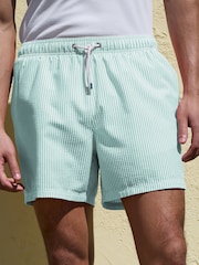 Green & Orange Seersucker Stripe Swim Shorts 5" 2 Pack - Image 4 of 9