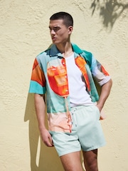 Green & Orange Seersucker Stripe Swim Shorts 5" 2 Pack - Image 5 of 9