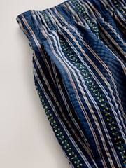 Navy Blue Printed Seersucker Stripe 5" Swim Shorts - Image 10 of 10